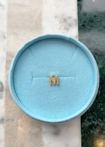 Alphabet crystal stud M Forgyldt Pico 