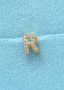 Alphabet crystal stud R Forgyldt Pico 