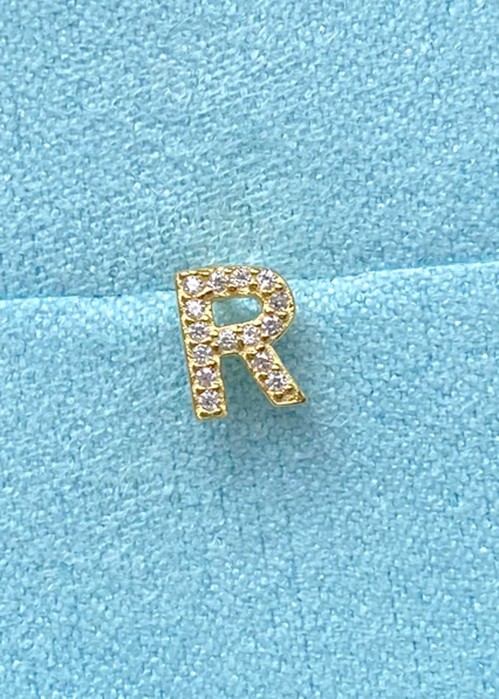 Alphabet crystal stud R Forgyldt Pico 