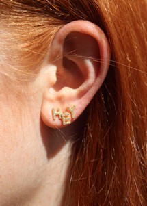 Alphabet crystal stud C Forgyldt Pico 