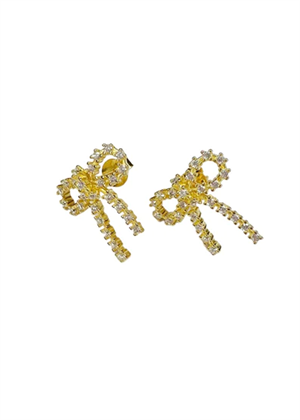Arco mini crystal studs Clear/Forgyldt Pico