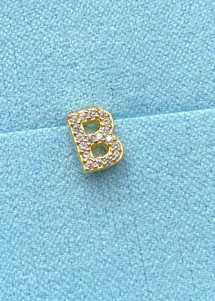Alphabet crystal stud B Forgyldt Pico 