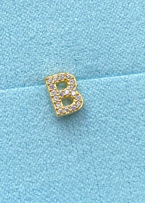 Alphabet crystal stud B Forgyldt Pico 