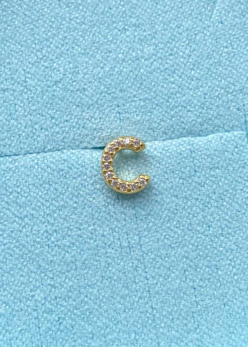 Alphabet crystal stud C Forgyldt Pico 