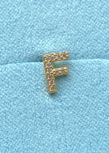 Alphabet crystal stud F Forgyldt Pico 