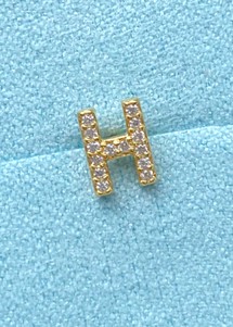 Alphabet crystal stud H Forgyldt Pico 