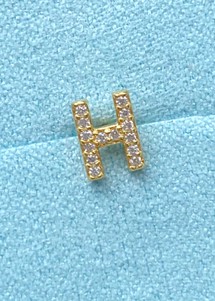 Alphabet crystal stud H Guld Pico 