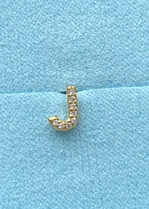 Alphabet crystal stud J Guld Pico 