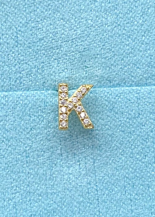 Alphabet crystal stud K Forgyldt Pico 