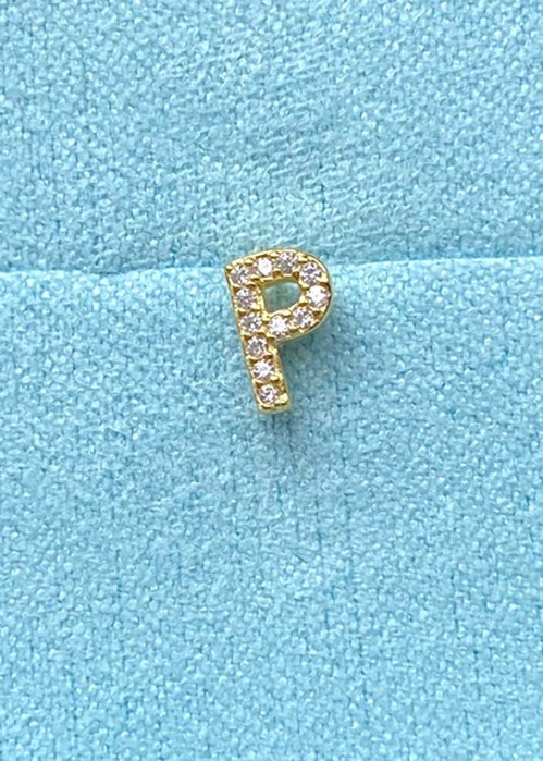 Alphabet crystal stud P Forgyldt Pico 
