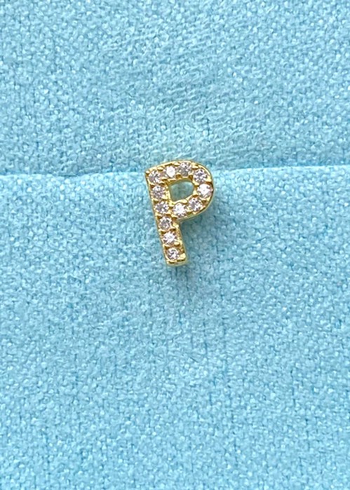 Alphabet crystal stud P Guld Pico 