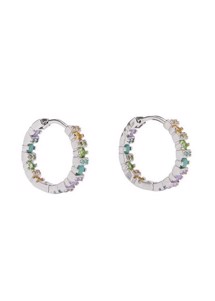 Siri crystal hoop Silver Multi pastel Pico 