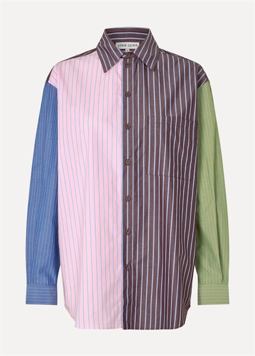 Pocket oversized multi stripe skjorte Multistripes Mix Stine Goya 