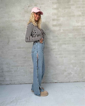 Rib striped crop cardigan Mocca Stripe HAUTE L\'AMITIÈ