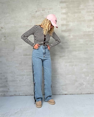 Rib striped crop cardigan Mocca Stripe HAUTE L\'AMITIÈ