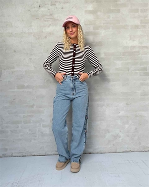 Rib striped crop cardigan Mocca Stripe HAUTE L\'AMITIÈ