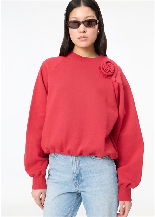 Sui raglan flower crewneck sweat Scooter Red ROTATE