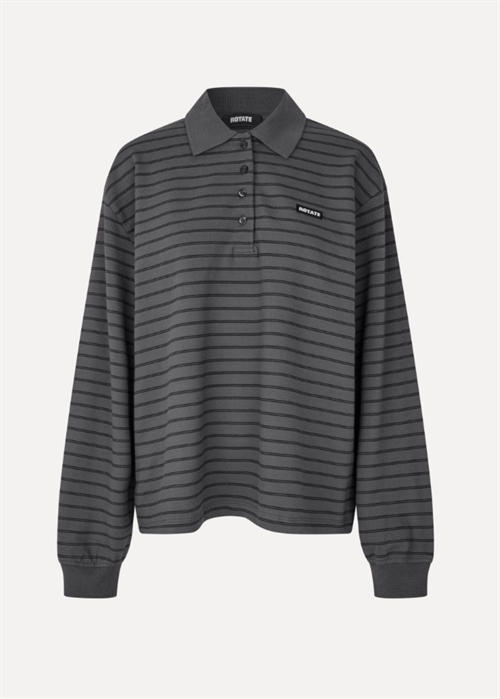 Pique longsleeve polo Gray Pinstripe ROTATE 