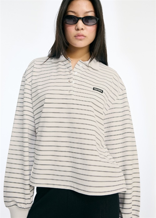 Pique longsleeve polo bluse Egret Comb. ROTATE 