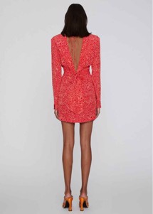Wanda Fine jacquard V-Cut kjole High Risk Red ROTATE By Birger Christensen 