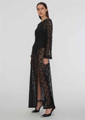 Lisa lace maxi slit kjole Black ROTATE By Birger Christensen 