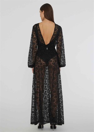Lisa lace maxi slit kjole Black ROTATE By Birger Christensen 