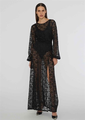 Lisa lace maxi slit kjole Black ROTATE By Birger Christensen 