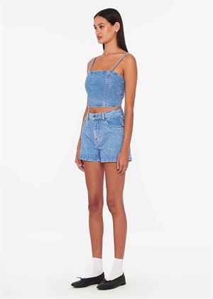 Rhinestone denim shorts Light Blue Denim ROTATE By Birger Christensen 