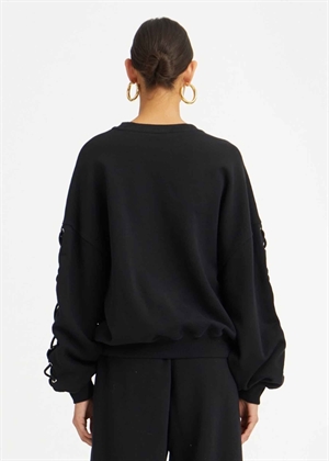 Lacing crewneck sweat Sort ROTATE SUNDAY