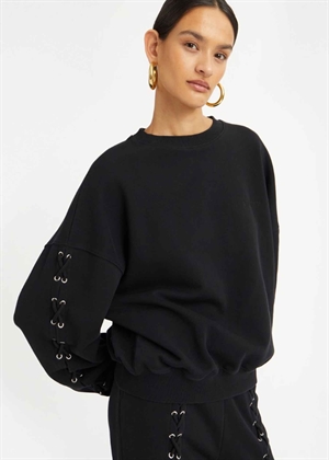Lacing crewneck sweat Sort ROTATE SUNDAY