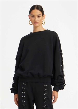 Lacing crewneck sweat Sort ROTATE SUNDAY