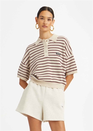 Slinky knit polo Oatmeal Comb. ROTATE SUNDAY