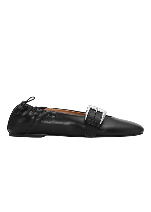 Butterfly strap crinkle oleatex ballerina Black S3117 Ganni 