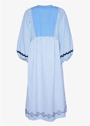 Beate Organic Linen/Cotton kjole Blue/White Sissel Edelbo 