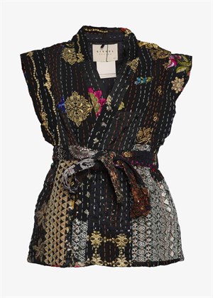Gloria Embroidery Patchwork vest Black Sissel Edelbo 