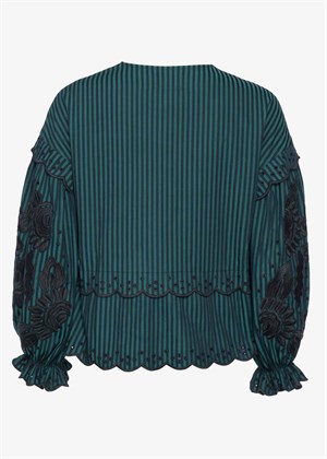 Mathilde organic cotton stripe bluse Emerald Stripe Sissel Edelbo 