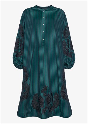 Rikke organic cotton skjorte kjole Emerald Stripe Sissel Edelbo 