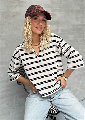 Selma 3/4 polo bluse Sandshell/Sky Captain Object 