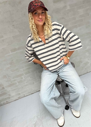 Selma 3/4 polo bluse Sandshell/Sky Captain Object 