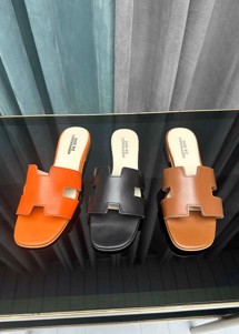 Claire plain leather sandal Orange Shoe Biz 