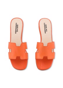 Claire plain leather sandal Orange Shoe Biz 