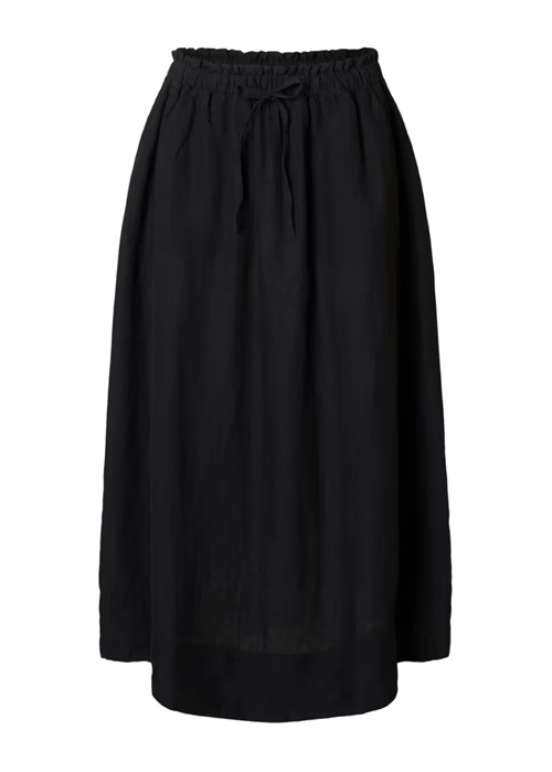 Linnia mw midi linen skirt Sort Selected Femme 