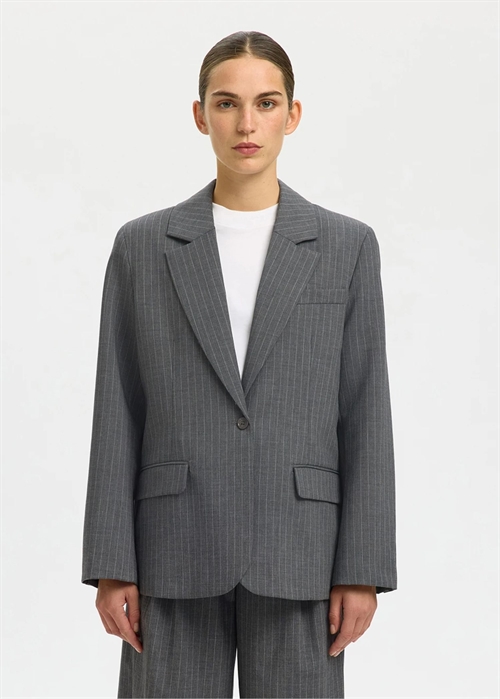 Tonia Oversized blazer Cool Grey Stripes/Pinstripe Selected Femme