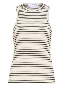Anna o-neck striped tank top Oatmeal/Black Selected Femme