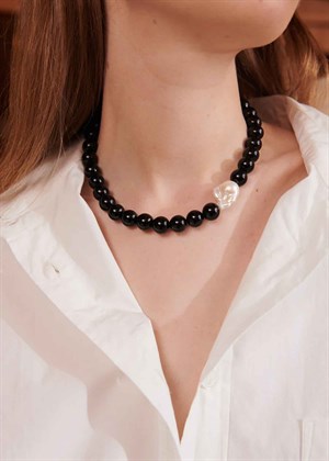 Power necklace Black/Forgyldt Sorelle Jewellery 