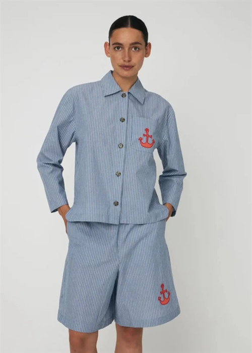 Striped anchor embroidered skjorte Blue Stripes Stella Nova