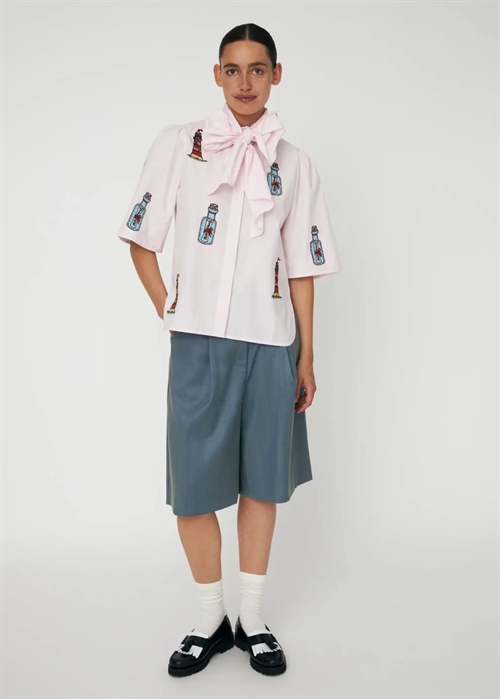 Embroidered bow skjorte Pale Pink Stella Nova 