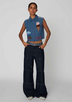 Out of office embroidered top Summer Blue Stella Nova 