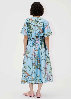 Flat textured poly v-neck waist tie midi kjole Spring Mimosa Stine Goya 