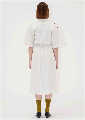 Crisp stripe shirting workwear midi kjole Mimosa Stripe Stine Goya 